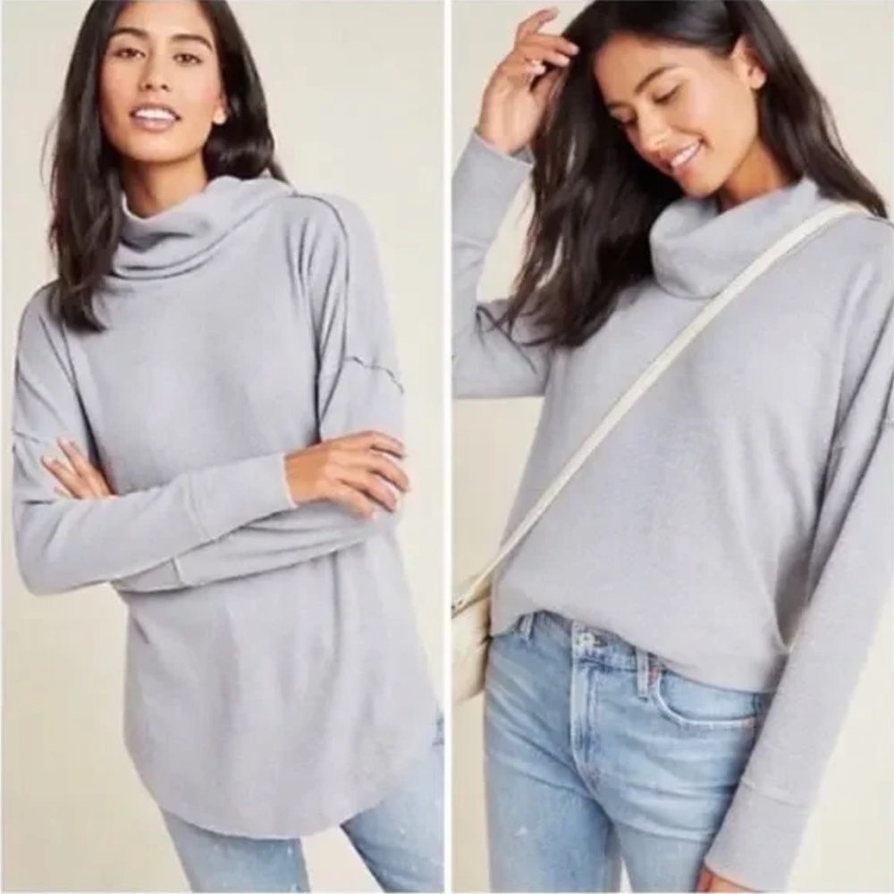 Maeve Ainsley Thermal Turtleneck Anthropologie Gray Grey XXS Thermal Women